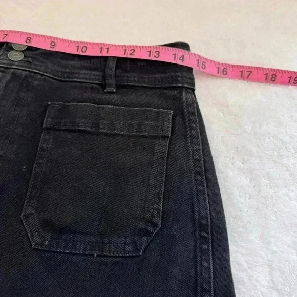 Madewell Black Denim Skirt Rigid A-Line distressed bottom size 2 - Picture 10 of 12